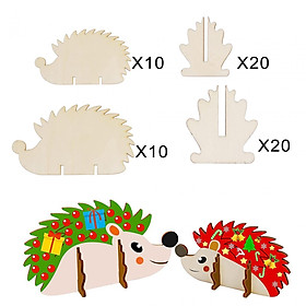 20 Set Wooden Hedgehog Cutouts Unpainted Hedgehog Slices DIY Crafts Unfinished Wood Slices for Xmas Birthday Wedding Painting