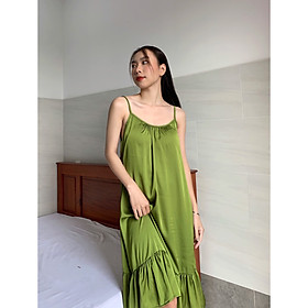 Váy ngủ lụa dài qua gối đuôi cá mặc nhà sang trọng đủ màu đủ size