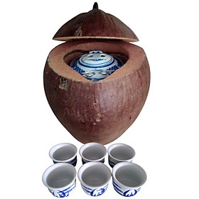 Mua Trọn Bộ Vỏ Bình Giữ Ấm Bình Trà Trái Dừa Không Sơn Bóng Màu Nguyên Thủy Trái Dừa - Bình Trà 850 - 1000ml