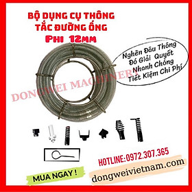 dây thông tắc cống lò xo phi 12mm bằng thép Mangan cao cấp sử dụng bằng khoan cầm tay