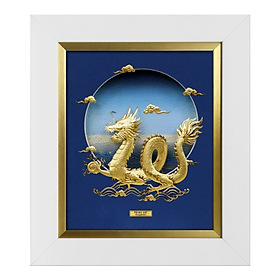 Tranh Vàng 24K - Rồng Vàng Thịnh vượng - BST Dragon 2024- Size 24.4 x 28.5 cm-   CGS-0854-02