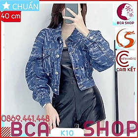 Áo khoác jeans nữ K10 ROSATA tại BCASHOP kiểu dáng croptop, thời thượng với chất jean cao cấp, phom chuẩn - xanh