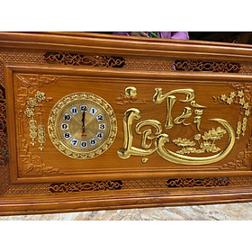 Tranh đồng hồ treo tường khắc chữ tài lộc bằng gỗ gõ đỏ kt 67×127×4cm 