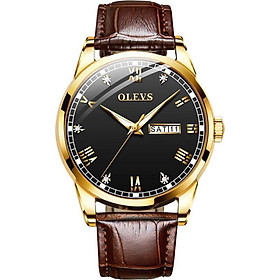 Đồng Hồ Nam OLEVS OL6602 Dây Da Siêu Nhẹ, Siêu Bền, Mặt Đồng Hồ Đính Kim Cương Nhân Tạo Làm Toát Lên Sự Đẳng Cấp , Sang Trọng , Mặt Kính Chống Trầy Xước , Chống Nước 3atm , Kiểu Dáng Năng Động, Phong Cách Lịch Lãm