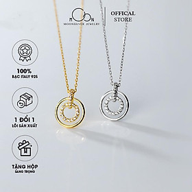 Dây chuyền bạc nữ Moonsilver, vòng cổ bạc nữ vòng tròn đôi đồng tâm concentric circle sang trọng