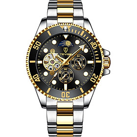 TEVISE Men Automatic Mechanical Watch Analog Chronograph Business Wrist Watch 30M Waterproof Luminous Dial Moon Phase