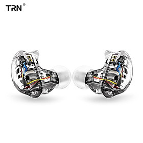 Tai nghe TRN V10 2DD có dây 3.5mm HIFI DJ màn hình chạy thể thao -Màu Trong suốt-Size Không có mic