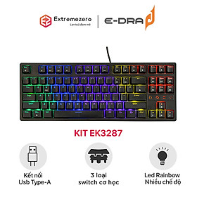 Bàn phím cơ chơi game có dây E-Dra EK3287 - Led Rainbow - E-dra Switch - Hàng chính hãng