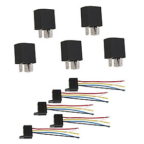 5 Pairs Car Vehicle 12V 20A/30A SPDT 5 Pin Relays & Prewired Sockets