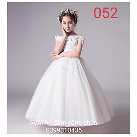 Váy công chúa trắng cho bé gái , đầm công chúa cho bé đính ren nổi 3d