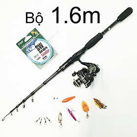 Bộ cần câu lure máy Đứng JD rút gọn 60cm làm từ carbon kèm máy Deukio AC3000 và hộp mồi lure BCM14