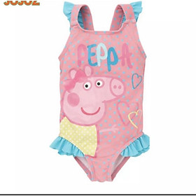 Đồ bơi bé gái liền mảnh peppa chấm bi kèm nón dễ thương