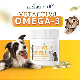 VETACTIV8 Omega-3 Dầu cá tinh khiết dành cho Chó Mèo hỗ trợ tim mạch, não bộ,mô thận và da,lông,móng