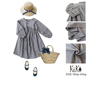 Váy đầm bé gái Mầu Xám Tay Bồng. Từ 10kg đến 52kg K138