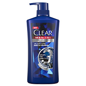 Dầu Tắm Gội Clear Men 3 Trong 1 - Active Clean Sạch Sâu (630g)
