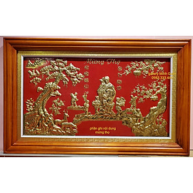 TRANH ĐỒNG VÀNG LIỀN TẤM THÚC GÒ NỔI- MỪNG THỌ ÔNG-BÀ