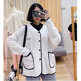 Áo Khoác Cardigan END.PAYCE Ullzang 2 Túi Viền Phối Đen Trắng Unisex Nỉ Da Cá