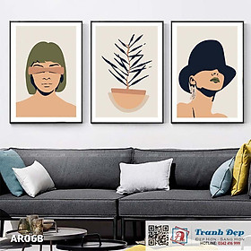 Mua Bộ 3 tranh canvas decor phong cách minimalist  trừu tượng hiện đại - AR068