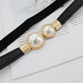 THẮT LƯNG DÂY NỊT NỮ BẢN NHỎ NẠM MẶT NGỌC TRAI 