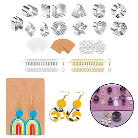 Stainless Steel Polymer Clay Cutters DIY Crafts Earring Cookie Cutters Set with Jump Rings Jewelry Making Supplies
