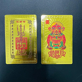 Thẻ kim bài Thần Tài Khai Lộc plastic mạ vàng phong thuỷ