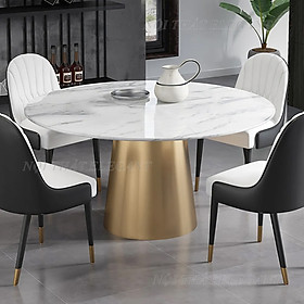 Mua Bộ bàn ăn hình tròn 6 ghế cao cấp  mặt đá Ceramic chống trầy xước  khung kim loại  ghế bọc da PU – EL-BA12
