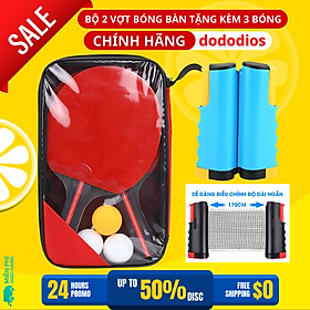 Bộ 2 vợt bóng bàn tặng kèm 3 bóng, cọc lưới rút chính hãng dododios GF005TS + Trụ Lưới Bóng Bàn Rút Gọn Chính Hãng dododios Chất Liệu ABS Cao Cấp Chiều Dài Điều Chỉnh Tới 1,7m Vừa Bàn Bóng Bàn