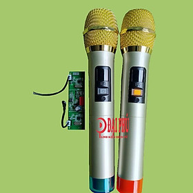 Mua Micro không dây đôi UHF loa kéo tần số 770.85Mhz - 795.85Mhz bắt sóng xa - thân nhôm - phím bấm  micro cho loa kéo