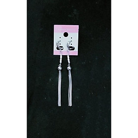 Bông tai inox nữ kiểu tòn ten hàng đá tua mì đẹp không đen