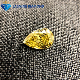 Kim cương nhân tạo Mỹ Moissanite giác cắt Pear vàng vivid