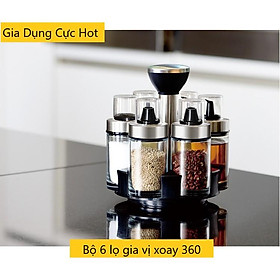 Mua Bộ 6 lọ thủy tinh đựng gia vị kèm giá xoay 360 độ  hũ đựng gia vị cao cấp loại 1 có màng co bọc sản phẩm