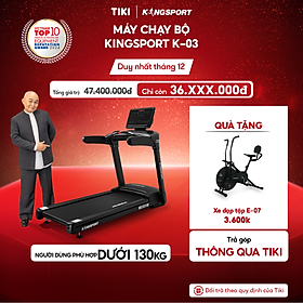 Máy chạy bộ KINGSPORT K-03 đơn năng, tốc độ tối đa 20km/h, 24 chương trình luyện tập, cân nặng phù hợp từ dưới 120-130kg