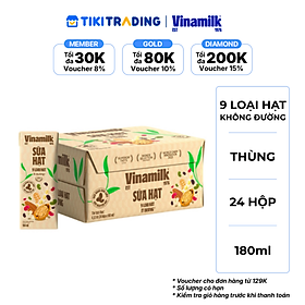Thùng 24 hộp sữa 9 loại hạt không đường Vinamilk Super Nut 180ml