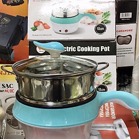 Mua Chảo lẩu điện đa năng mini nồi lẩu tròn có hấp chống dính màu đen 19.5cm
