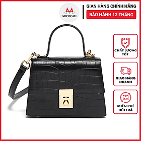 Túi Xách Nữ Đeo Chéo Chính Hãng MICOCAH Dáng Công Sở Thời Trang Phối Vân Da Rắn Siêu Đẹp MC70 - NSE490-1 ĐEN