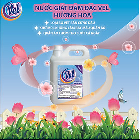 NƯỚC GIẶT VEL ĐẬM ĐẶC HƯƠNG HOA - CAN 5 LÍT