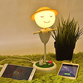 Mua Đèn led để bàn kiêm đèn ngủ cảm ứng ngộ nghĩnh  có thêm 2 cổng sạc USB ( Tặng kèm 03 nút kẹp cao su giữ dây điện cố định ngẫu nhiên )
