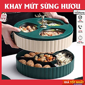 Khay Mứt Tết Sừng Hươu Mạ Vàng Siêu Sang - Khay Đựng Bánh Kẹo 2 Tầng Mẫu Mới Nhất