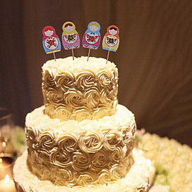 2-4pack 24 Pieces Russian Nesting Doll Cake Topper Picks Baby Shower Birthday