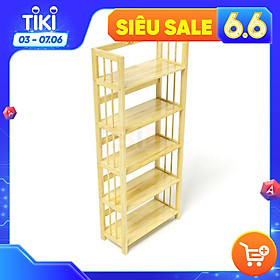 Kệ Sách 5 Tầng Gỗ Cao Su IBIE KS563 63cm - Tự Nhiên