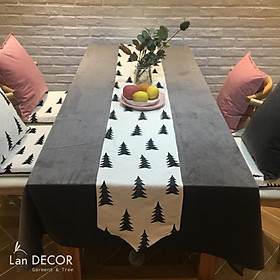 Khăn trải bàn nhung trơn sang trọng Landecor- TB538-xám đậm