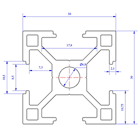 Nhôm định hình 30x30 (LWA-331481700) - Miễn phí cắt theo kích thước yêu cầu (Giá đã bao gồm VAT)