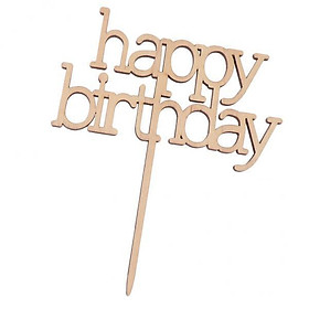 2xWooden Happy Birthday Cake Topper Rustic Design Birthday Party Cake Decor