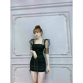Đầm body phối lưới có mút