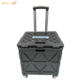 Hộp đựng đồ xếp gọn có bánh, tay kéo tiện ích kích thước 51cm x 55cm x 40cm - hộp đựng đồ trong cốp ô tô - hộp đựng đồ gấp gọn nhãn hiệu Macsim chất liệu PP cao cấp màu đen, đỏ