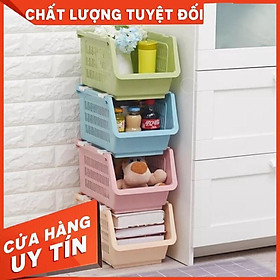 Mua Kệ rổ nhựa 4 tầng đựng đồ đa năng cao cấp dễ tháo lắp  không nắp và bánh xe (tặng một chổi vệ sinh bếp từ mini )