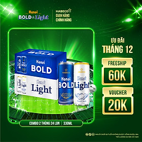 Combo 2 Thùng Bia Hanoi BOLD & LIGHT - Thùng 24 lon 330ml