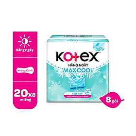 Hình ảnh Combo 8 gói băng vệ sinh Kotex Maxcool hằng ngày kháng khuẩn 20 miếng