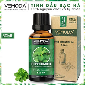 Tinh dầu Bạc hà cao cấp. Peppermint Essential Oil 30ML. Tinh dầu xông phòng giúp thư giãn, kháng khuẩn, giải cảm, xua đuổi côn trùng, chăm sóc răng miệng. Tinh dầu thơm phòng cao cấp Vemoda