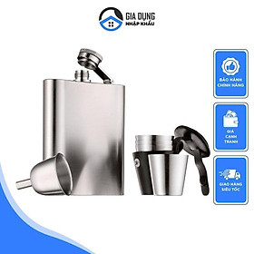 Bình Đựng Rưou Inox Cầm Tay WMF Flachmann, Set Manhattan Gồm 6 Món, Chất Liệu Thép Không Gỉ Cao Cấp, Nhập Đức